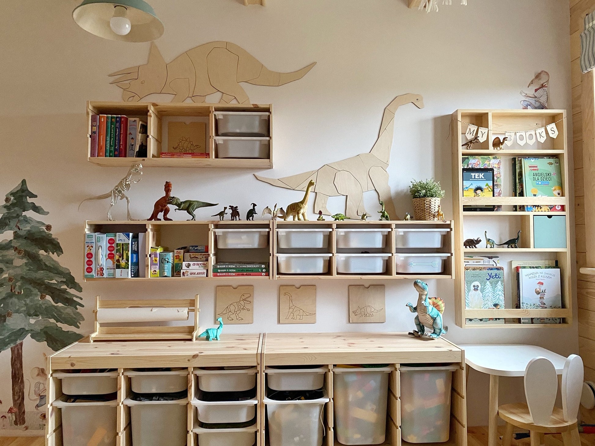 Origami Diplodocus Dinosaur – Wooden Wall Decoration, XL